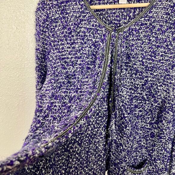 Chico's Tweed Boucle Fringe Wool Blend Purple Blazer Cardigan Jacket Chico's 2 - Picture 7 of 9
